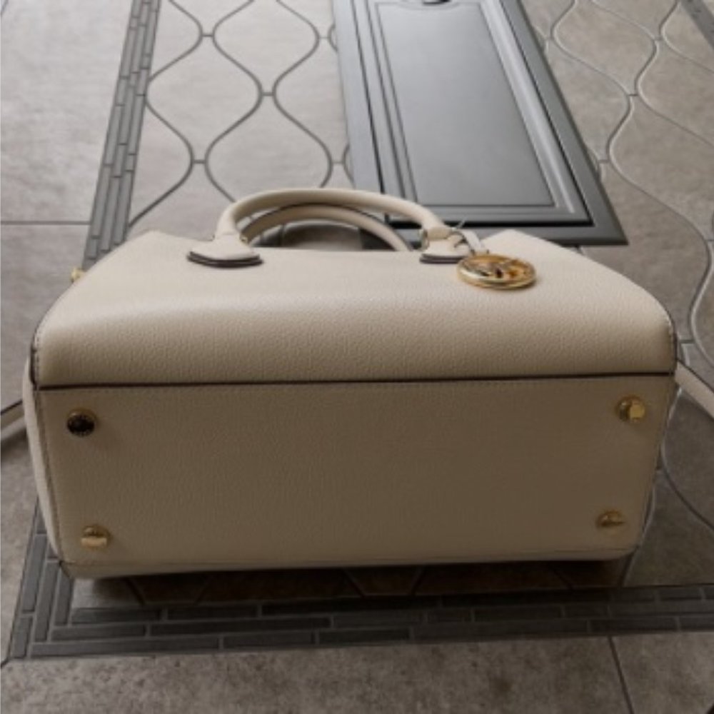 Michael Kors Daria Large Satchel Bag Leather Light Cream - Picture 3 of 15
